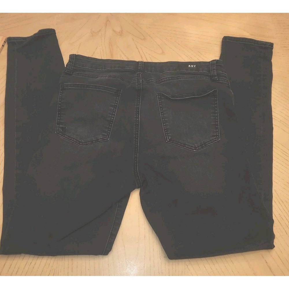 Kut From The Kloth MIA Highrise Skinny Jeans Womens Size 12 Black Tie Dye Patch - Picture 2 of 12